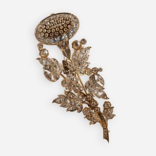 Antique diamond en tremblant flower brooch
