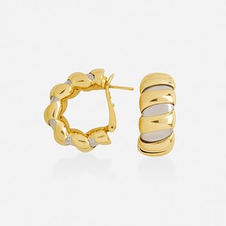 Bulgari, Steel and gold hoop earrings