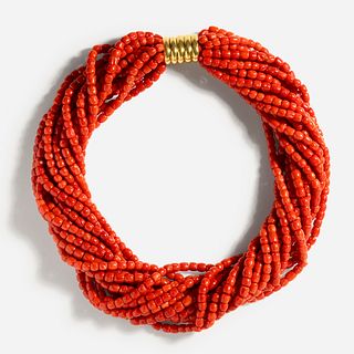 Coral multistrand necklace