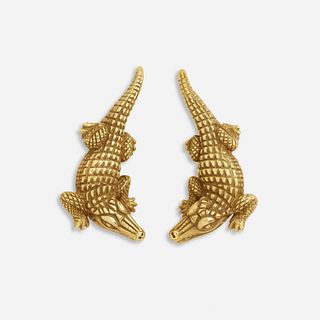 Barry Kieselstein-Cord, Gold 'Alligator' earrings