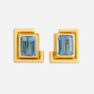 Roberto and Haroldo Burle Marx, Gold and topaz earrings