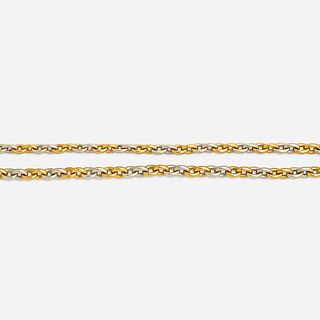 White and yellow gold chain necklace