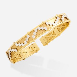 Geometric gold and platinum bracelet