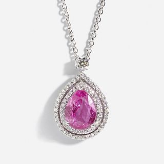 Graff, Pink sapphire and diamond pendant necklace