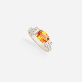 Graff, Orange sapphire and diamond ring