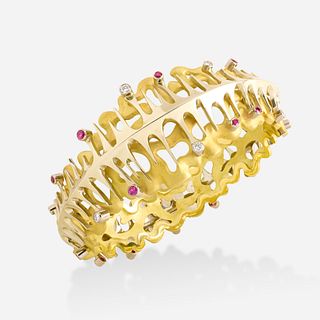 Erich Strotmann, Bicolor gold, diamond, and ruby bracelet