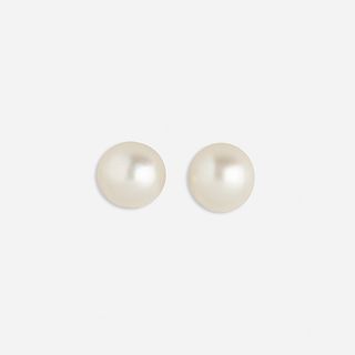 S.V. Rudle, South Sea cultured pearl and gold earrings