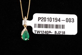 Natural Emerald & Diamond 14K Necklace Pendant