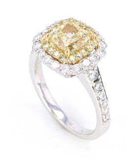 RARE VVS2 Fancy Yellow Diamond 2.02ct in 18K Ring