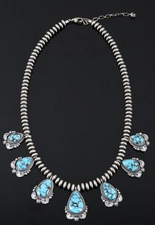 Navajo Egyptian Turquoise & Sterling Necklace