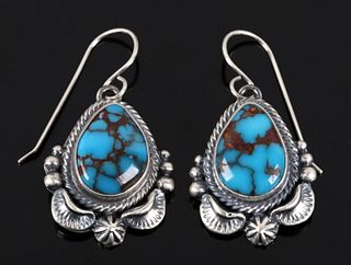 Navajo Egyptian Turquoise & Sterling Earrings