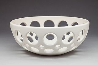 Round Pierced Fruit Bowl White