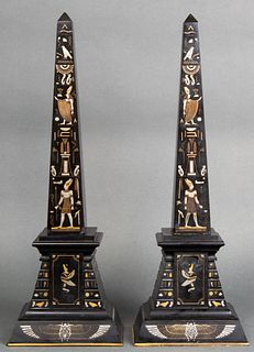 Egyptian Revival Stone Obelisks, Pair