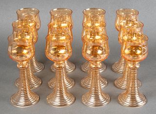 Venetian Blown Glass Wine Goblets, Set of 12