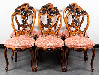 Rococo Style Carved Dining Chairs, Set of 6