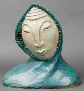Zavel Signed Modern Stylized Ceramic Bust