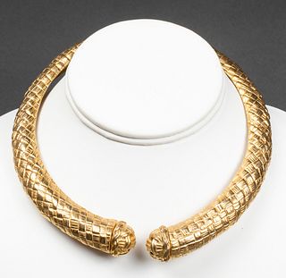 Givenchy Gold-Tone Basket Weave Bypass Choker
