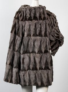 Vera Wang Fur Trapeze Coat
