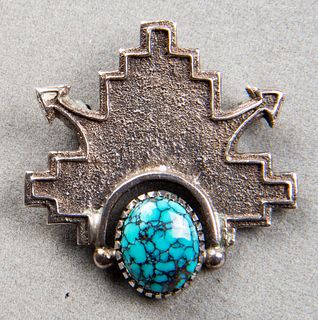 Navajo Silver Turquoise Brooch / Pendant