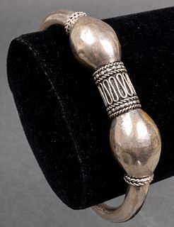 Vintage Tribal Silver Hollow Cuff Bangle Bracelet