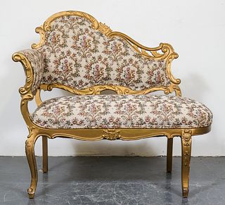Victorian Floral Upholstered One Arm Settee