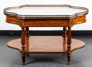 Two Tier Marble & Gallery Top Cocktail Table
