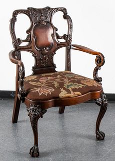Italian Carved Eagle and Mask Motif Armchair