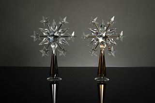 Swarovski, 2 Crystal Tree Toppers - Chrome and Gold