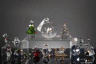Swarovski, 14 Boxed Crystal Christmas Pieces