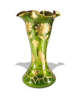 Large Bohemian Moser Style Art Nouveau Vase