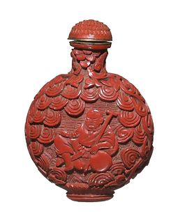Chinese Cinnabar Snuff Bottle, 19th Century