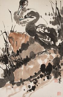Chinese Painting of Cormorants by Li Mo