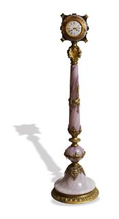 French Gilt Bronze and Art Glass Clock by Denière