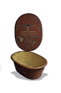 1881 Alaska Gold Rush Painted Bathtub/ Trunk