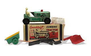 New Old Stock Marx Sparkling Climbing Tractor Set