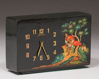 Vintage Russian Becha Lacquered Mantle Clock