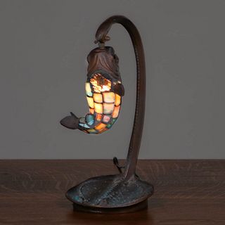 Arts & Crafts Leaded Glass Fish Lamp c1910s