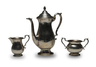 Sterling Teapot, Creamer and Sugar by Hunt Silver Co