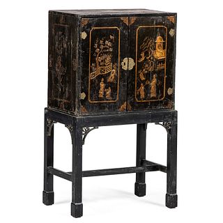 An English Japanned Chest on Frame