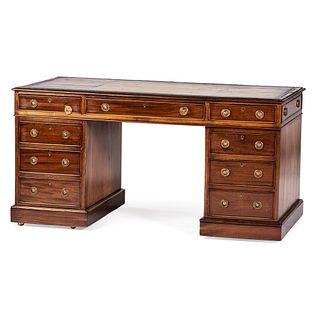 A Chippendale Style Walnut Partners Desk