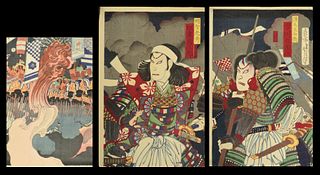 Yoshitoshi Taiso, 3 Japanese Woodblock Prints