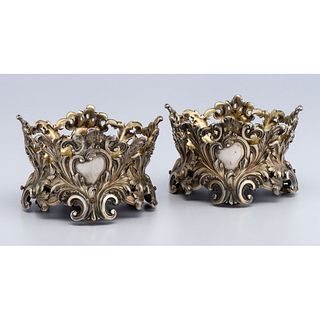 A Pair of William IV Gilt Sterling Wine Coasters