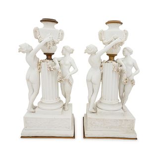 A Pair of English Parianware Figural Ornaments