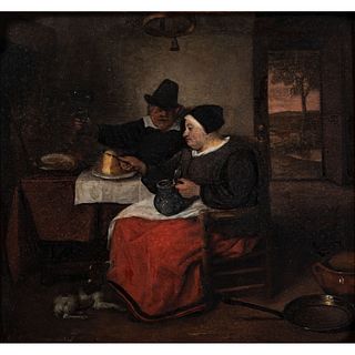 A Dutch Interior Genre Scene in the Manner of Jan Steen