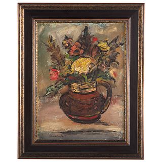 Edward Rosenfeld. Flowers in a Jug, oil