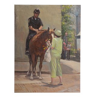 Nathaniel K. Gibbs. Horse Patrol, oil