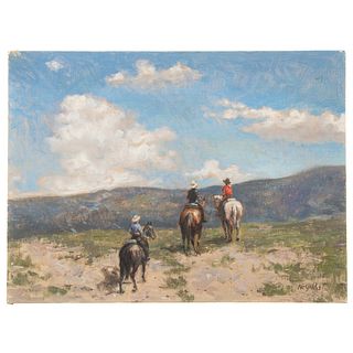 Nathaniel K. Gibbs. "Three Cowboys," oil