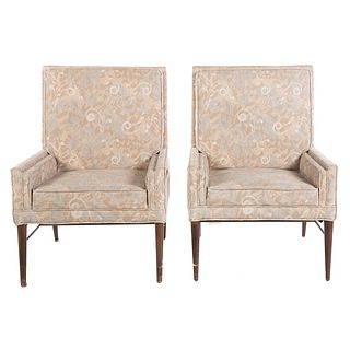 Pair of Mid-Century Upholstered Arm Chairs