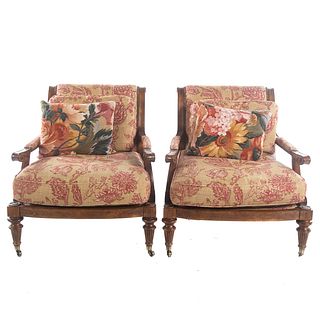 Pair of Century Upholstered Club Chairs