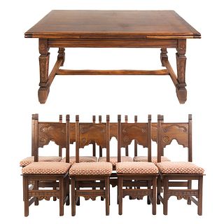 Renaissance Revival Draw Leaf Table & 8 Chairs